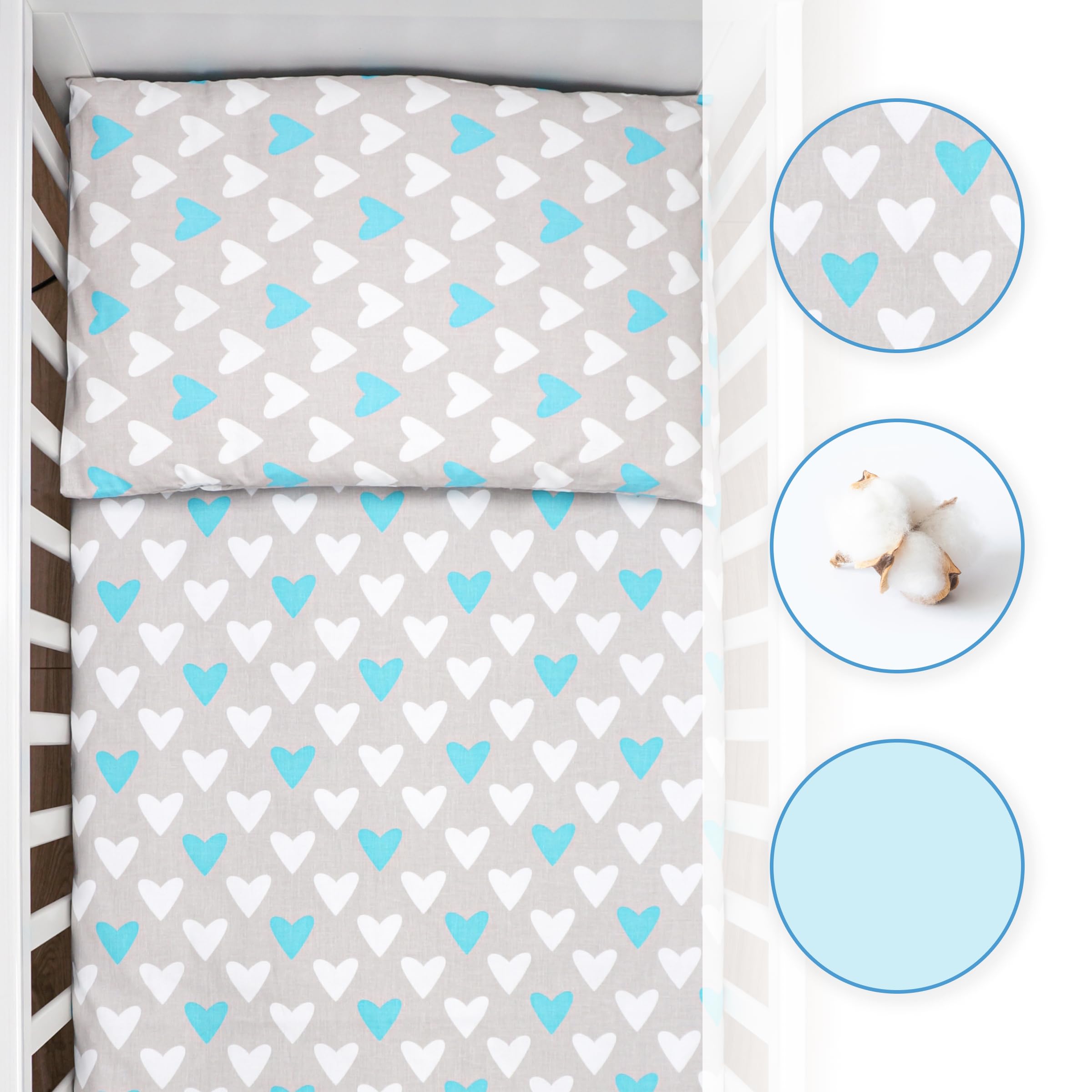 Baby Comfort 2-Piece Toddler Duvet & Pillow Set, 120x90 cm, 100% Cotton Breathable Fabric - Image 3