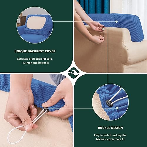 Vista 299 de CHUN YI - Funda elástica para sillón (3 piezas), funda para sofá de 1 plaza con un respaldo y cojín separado con banda elástica, tela jacquard