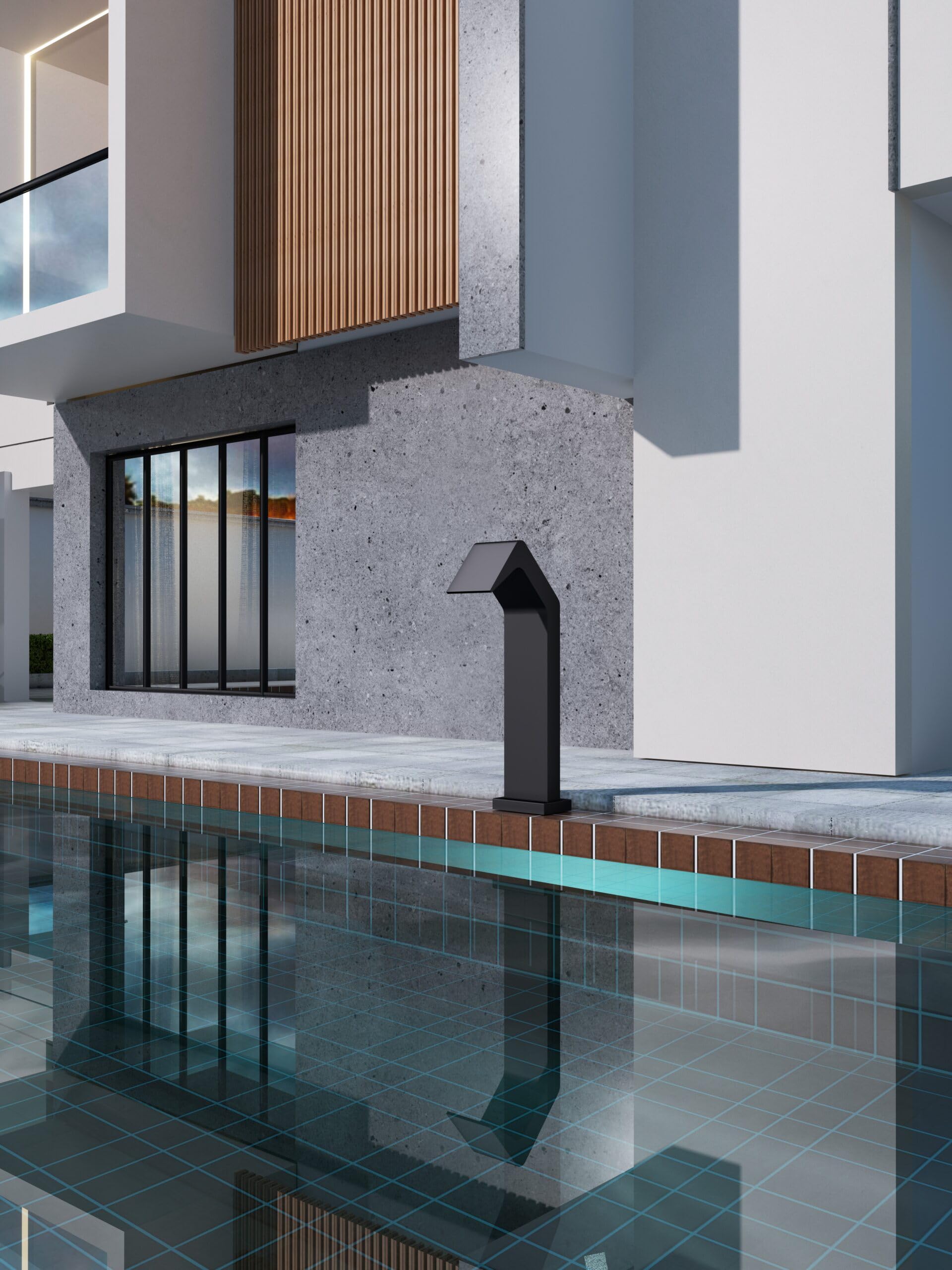 Mice - Cascada Decorativa para Piscina y SPA - Griferia Exterior de Acero INOX S316 - Fuente para Piscinas/Estancos - Duchas Exteriores/Negro Mate
