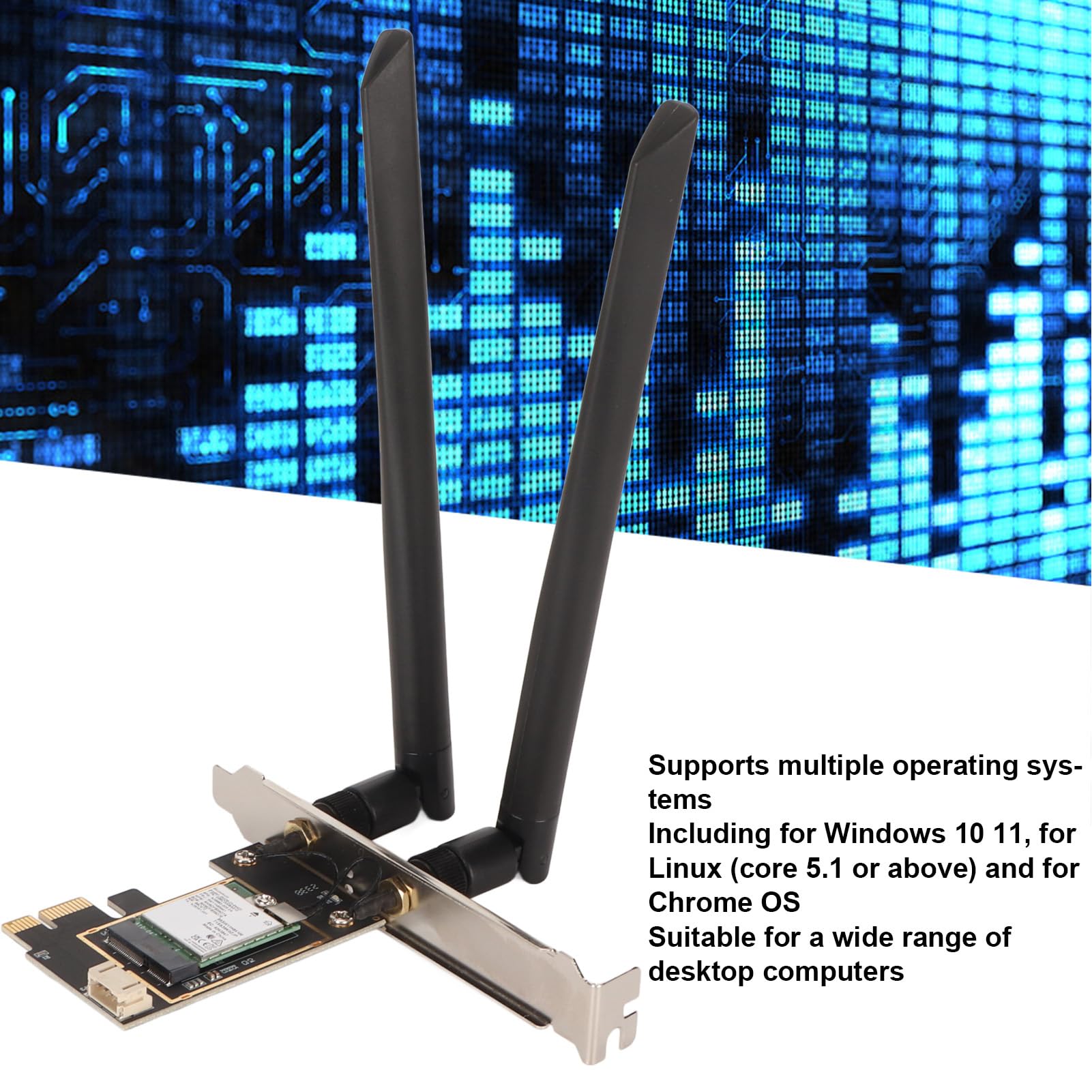 BE200NGW PCIe WiFi Card, Tri-Band PC WiFi 7 Card, Bluetooth 8774Mbp Scheda Adattatore di Rete Wireless per 10 11, per Linux