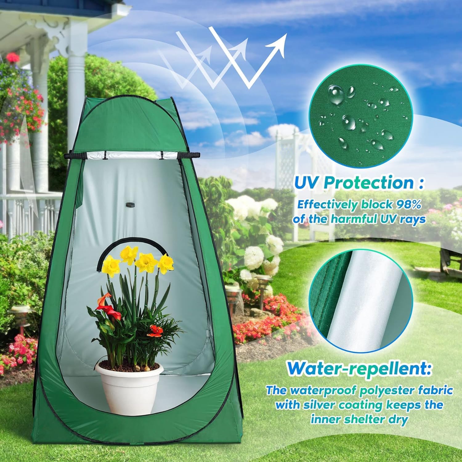 WONSEFOO Tente de Douche Pop-up Portable pour Toilettes privées | Protection UV et résistance à l'eau | Design Pop-up Pliable | 4 Personnes | Camping et randonnée