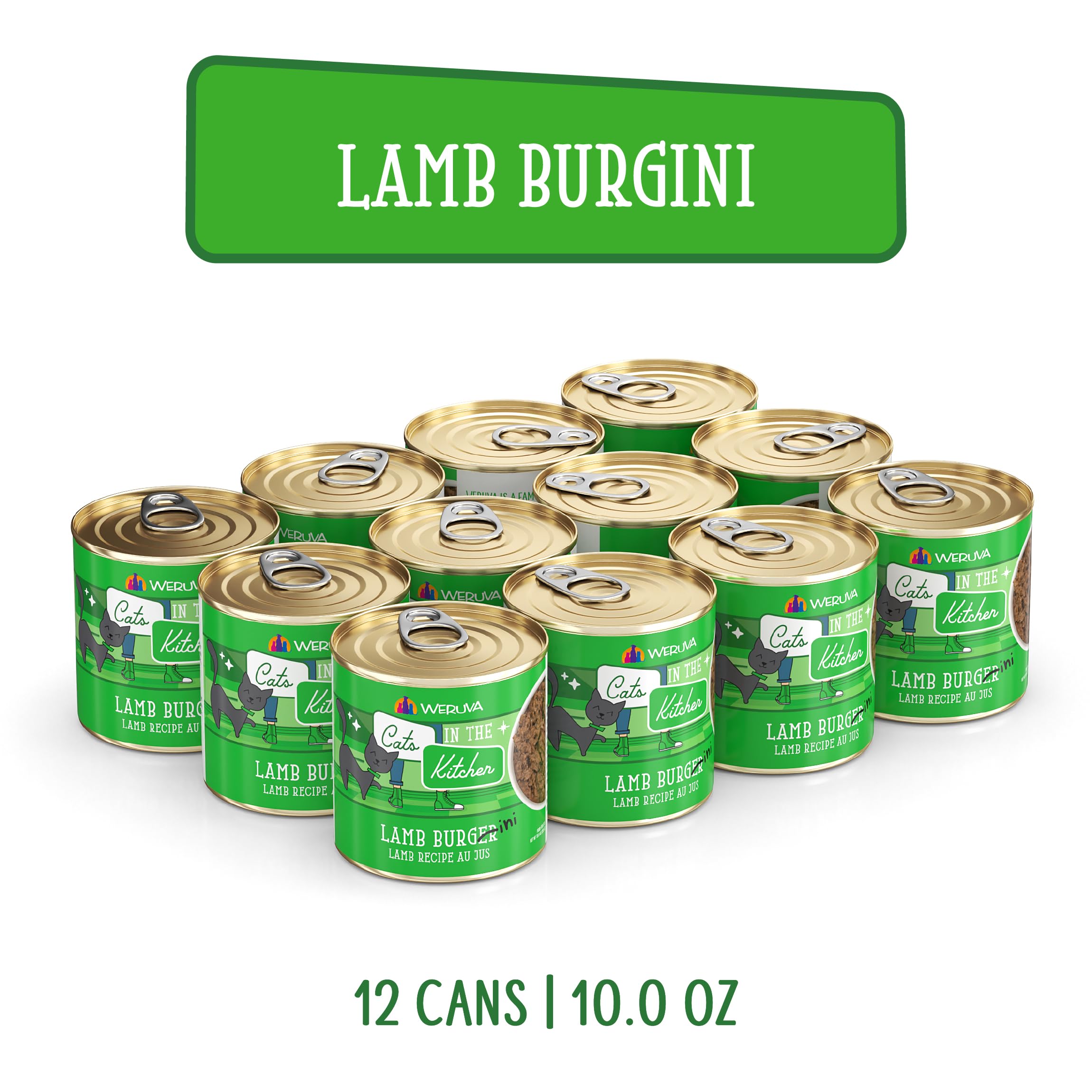Weruva Cats in the Kitchen, Lamb Burger-ini, cibo umido per gatti, lattina da 283,5 g (confezione da 12)