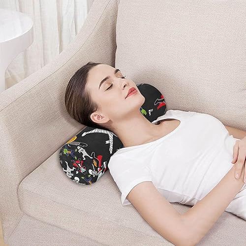 Miniatura 5 de Cartoon Skeleton Hallowmas Happy Halloween Bolster Pillow for Legs Firm Neck Roll Pillows for Pain Relief Round Pillows for Bed for Lumbar Support