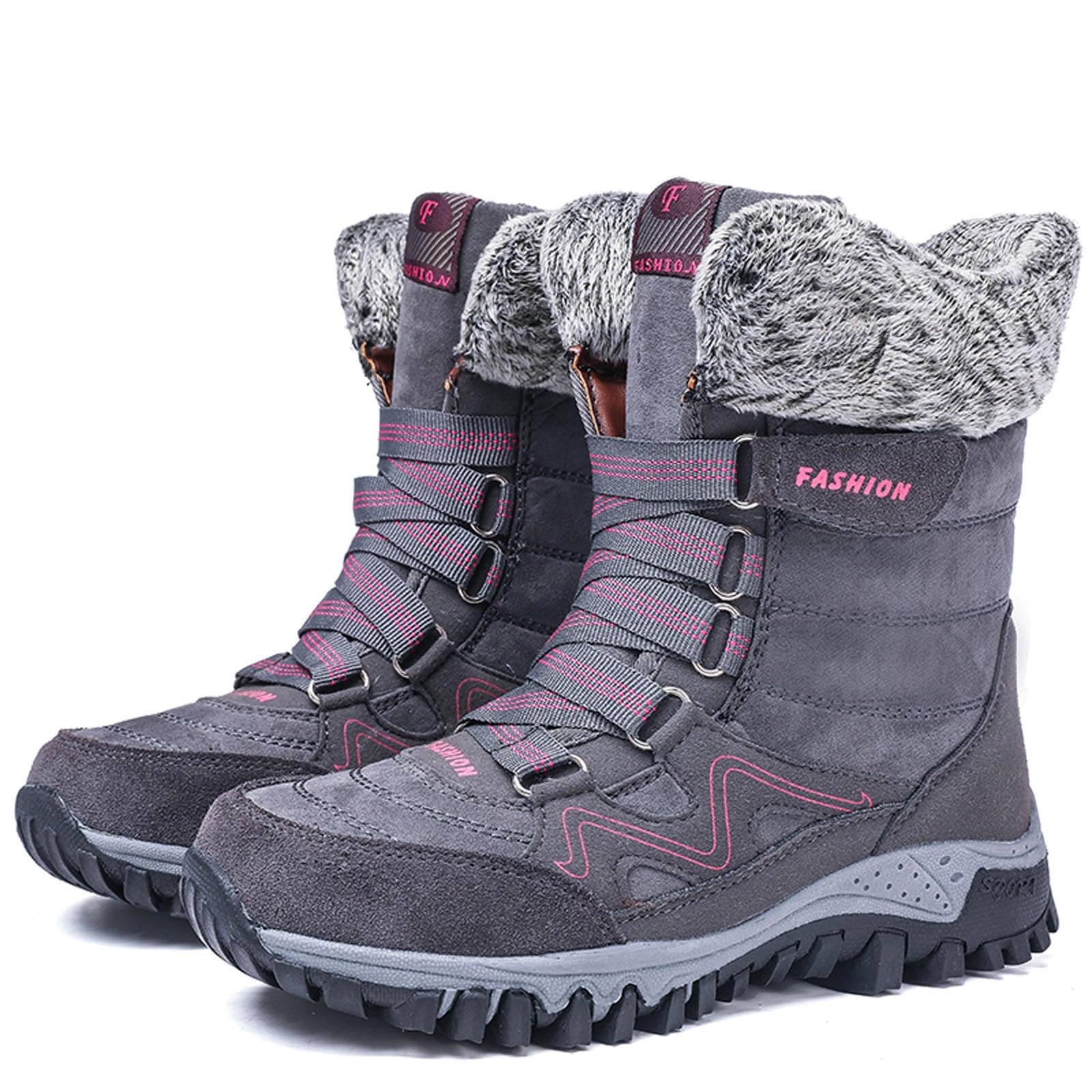 Scarpe Trekking Uomo Impermeabili Dopo Sci da Neve Boots Stivali Comodi e Antiscivolo Alla Moda Invernale Donna con Lacci Caldi Ispessimento in Tinta Unita