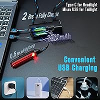 Vista 5 de Luces de moto súper brillantes de 2000 lúmenes para conducción nocturna, luces de bicicleta recargables delanteras y traseras con señales de giro