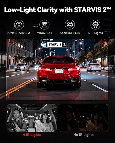 Miniatura 3 de REDTIGER F17 - Cámara de tablero de 4K, 3 canales, con GPS integrado y WiFi de 5GHz, con tarjeta de 64GB, 2160P+1080P+1080P frontal y trasera,