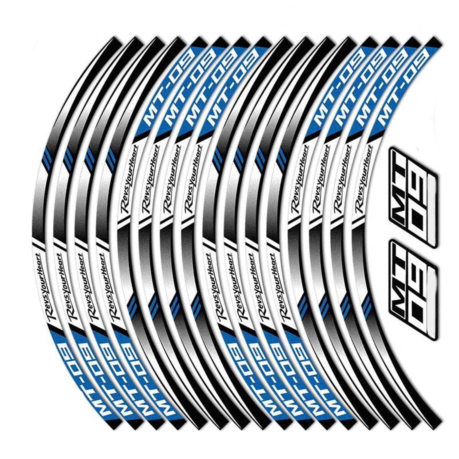 Sticker Part Rim Wheel Hub Sticker Decals for Y-AMAHA MT-09 MT09 MT 09 Stickers Reflective Motorcycle Accessories(Blue)