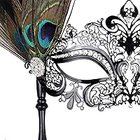 Vista 104 de IETANG - Antifaces venecianos para parejas, baile de máscaras, accesorios de disfraz o fiesta, 1 par Negro