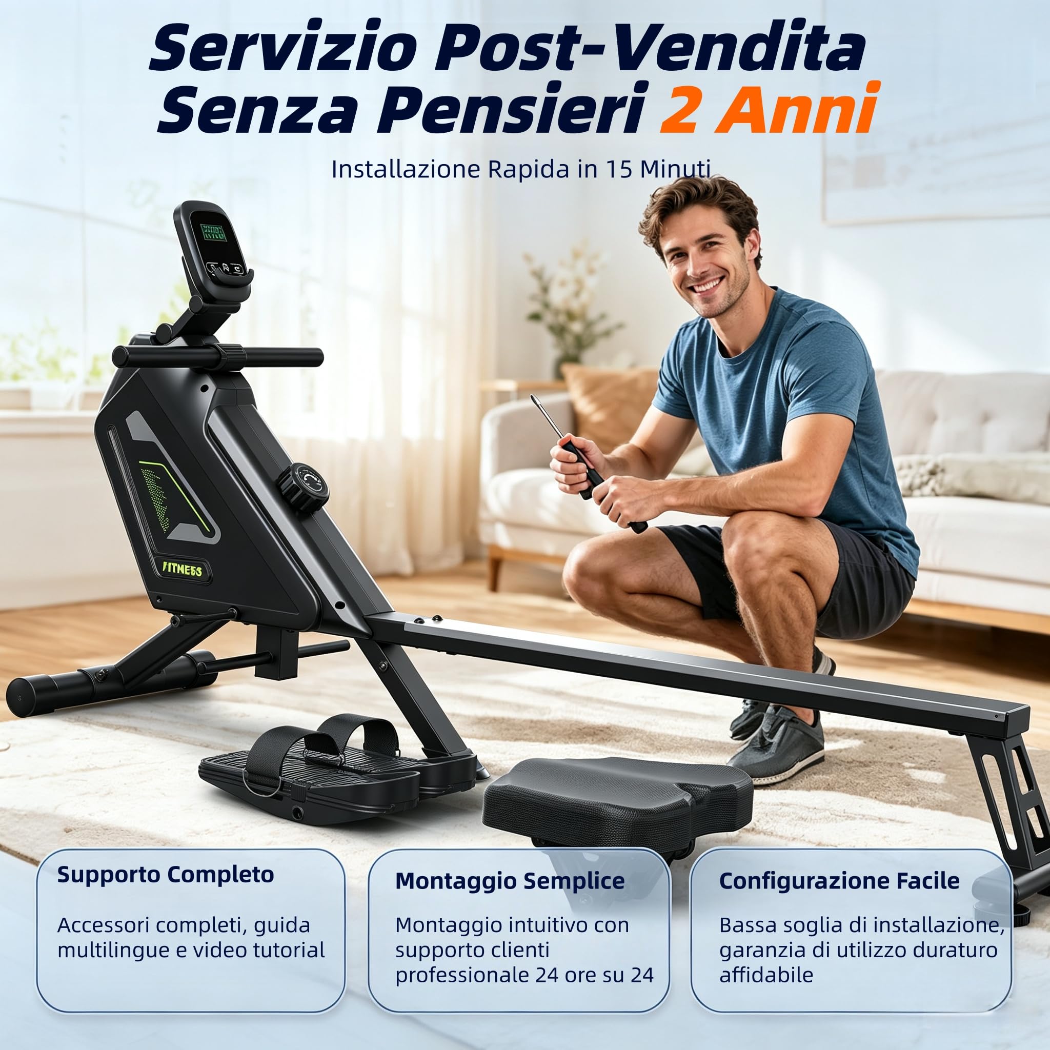 Vogatore Magnetico Silenzioso con Bluetooth FTMS per Casa