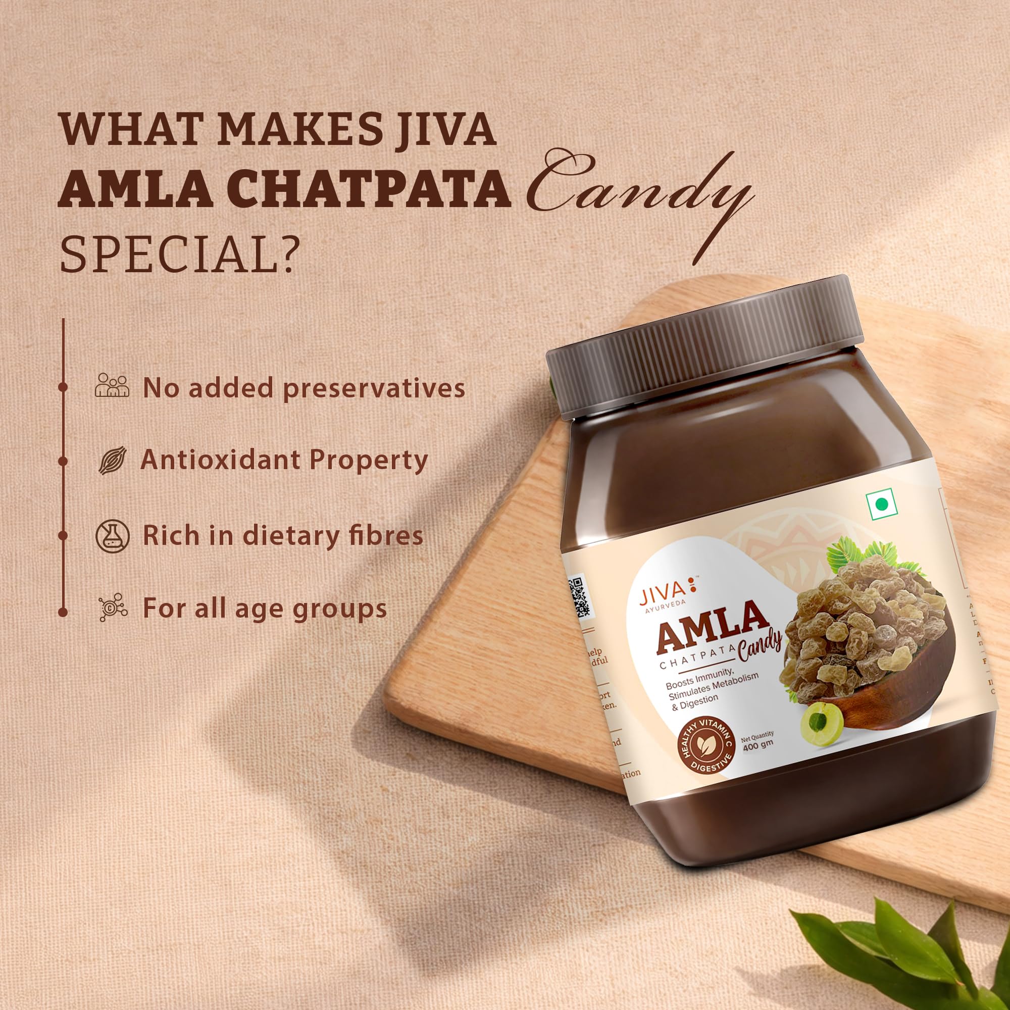 Jiva Amla Chatpata Candy 400gm | Rich In Dietary Fibres & Vitamin C, Boosts Immunity, Supports Healthy Digestion (Pack Of 1) 1