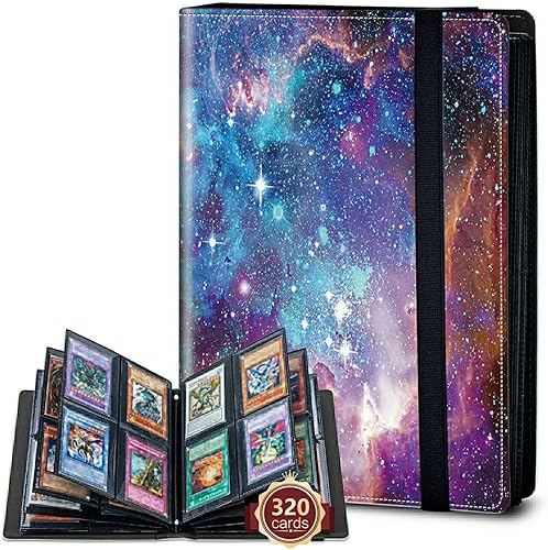 Rossy Carpeta de tarjetas para tarjetas intercambiables, 4 bolsillos para 320 tarjetas deportivas, carpeta de colección de tarjetas con 20 páginas,