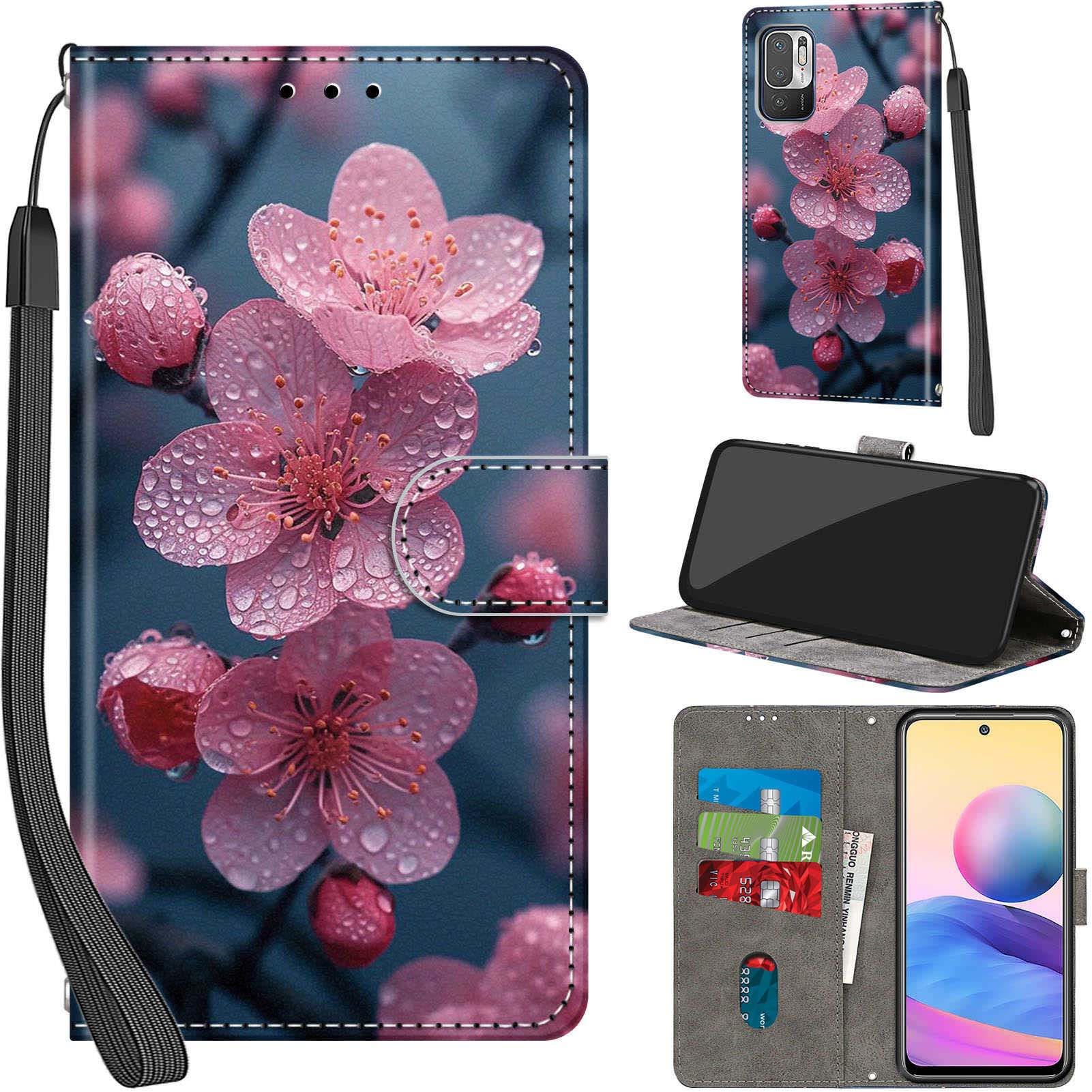 Cover Portafoglio Con Fiori Per Xiaomi Redmi Note 10 4G / 10S: Custodia In PU Con Supporto E Chiusura Magnetica - 5