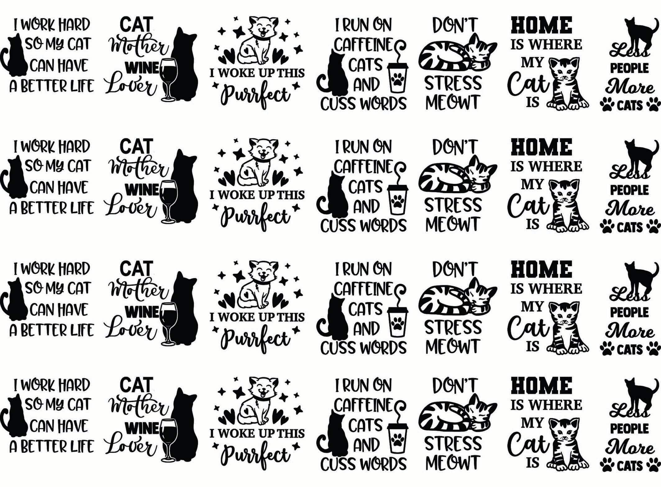 Cat Graphics 28 pcs 1 Inch Black Fused Glass Decals