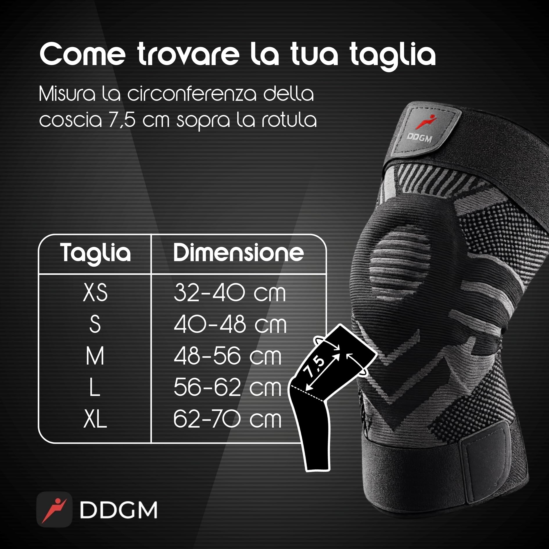 Ginocchiera Ortopedica Stabilizzante a Compressione Alta Qualità Tutore Ginocchio Con Gel Pad Rotuleo e Stecche Ginocchiera Sportiva per Artrosi e Menisco Fascia Elastica Ginocchio Size Small