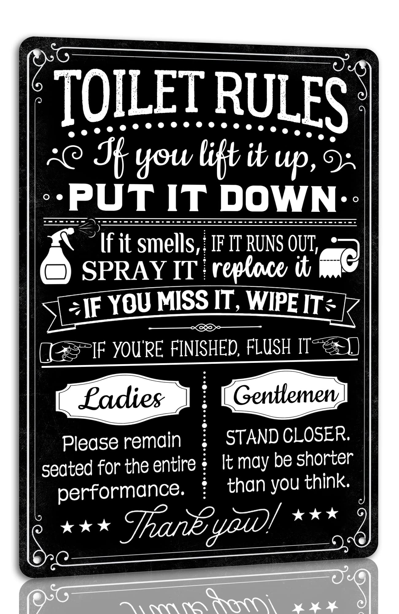 Yunking Style-202 Funny Rules Metal Tin Sign Retro Vintage Wall Art For Bar Home Bathroom Toilet Restroom Farmhouse Wall Decor Plaque Poster 8X12 Inch