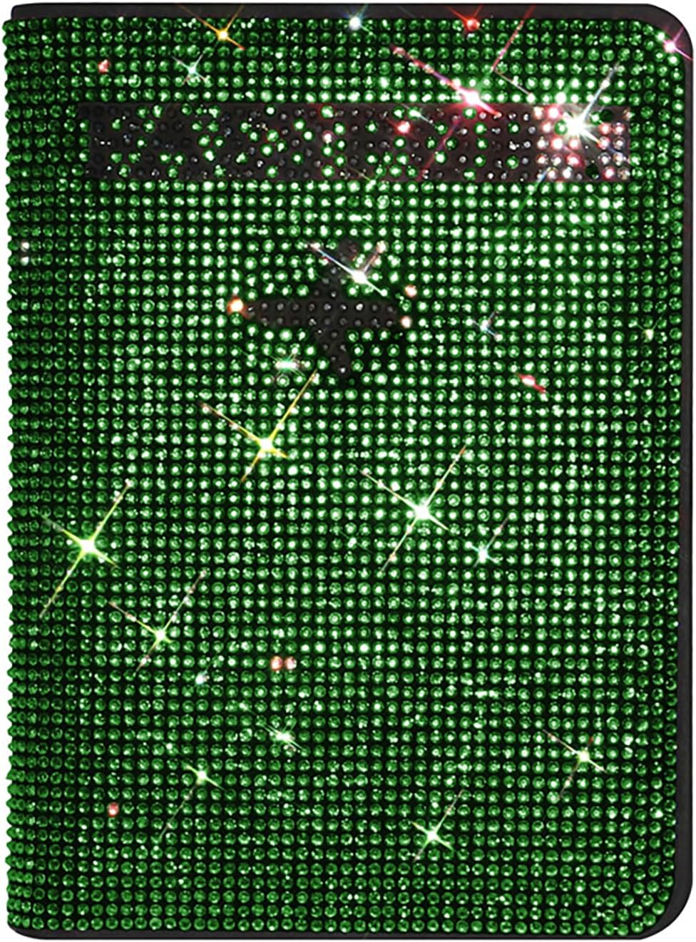 Passport Holder Cover,Crystal Diamond Ladies Key Purse Bag Passport Holder Case Leather Travel Documents Organizer Protector with Bling Rhinestone Luggage Tag (Green)