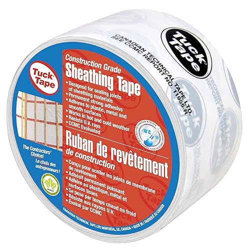Tuck Tape Cinta de revestimiento de construcción, cinta de resina epoxi, 2.4 in x 180 pies (blanco)