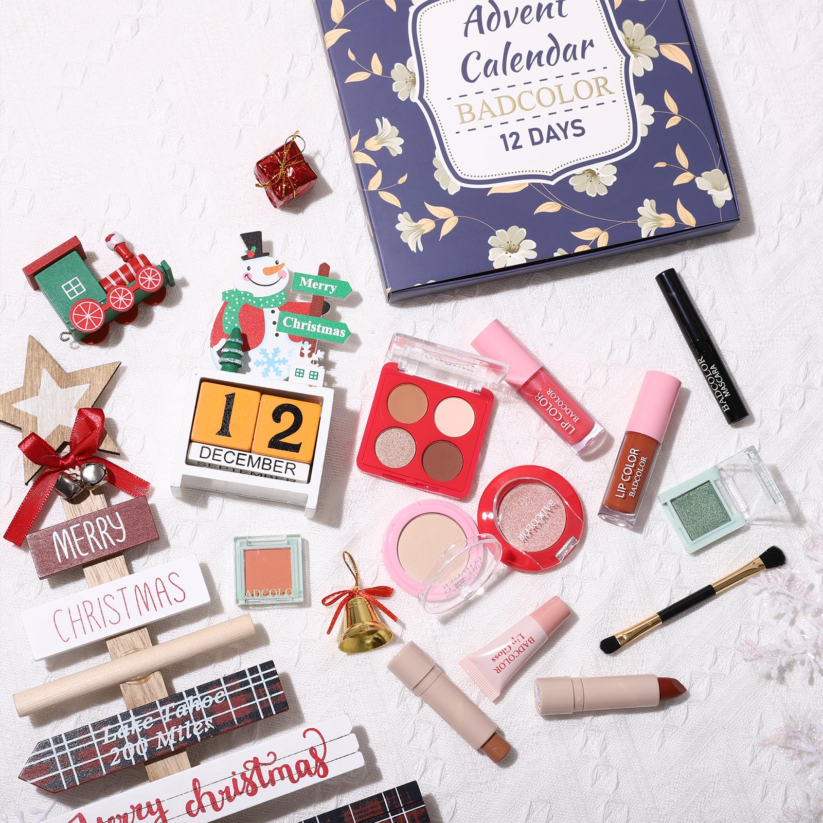 Set de maquillaje calendario de Adviento – 12 días de Navidad cuenta atrás calendario regalo maquillaje sets