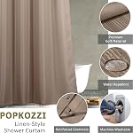 Taupe Shower Curtain for Bathroom: Water Repellent Quick Dry - 72" Lx72 W | Striped Textured Linen Style Polyester Fabric Bath Curtain, Solid Simple Elegant Lightweight, Machine Washable, Semi-Sheer