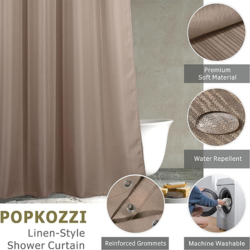 Miniatura 9 de Cortina de ducha de tela negra para baño cortinas de ducha de tela lavable impermeables de estilo lino, lujo de hotel, textura a rayas, diseño