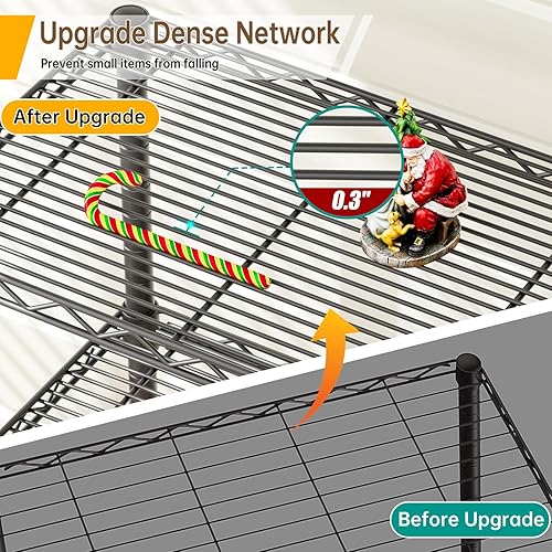 Miniatura 4 de Estante de 6 niveles de malla de almacenamiento ajustable, estantes de metal, estantería de alambre, estante organizador para el hogar, cocina,