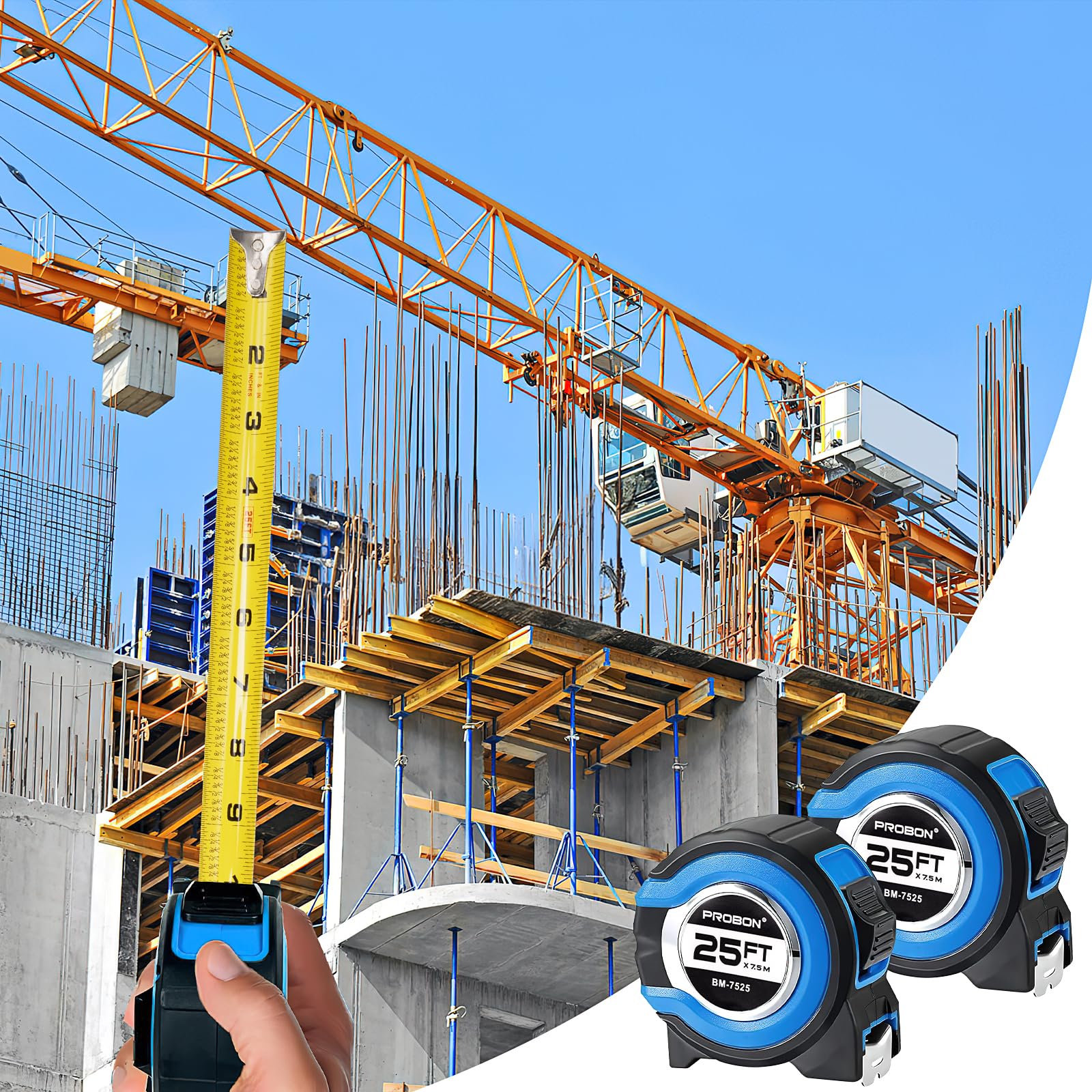 Maßband, einziehbares Maßband mit Brüchen, doppelseitig, leicht ablesbar, für Ingenieure, Bauarbeiten, Tischler, Architekten, Holzbearbeitung, 12 Stück