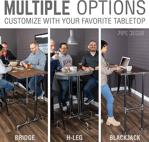 Miniatura 6 de PIPE DECOR Patas de mesa de altura de barra, patas de tubería de plomería de estilo industrial para pubs, restaurantes, cueva de hombre o cocina,