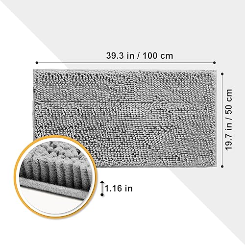 Miniatura 2 de INNOSALE Group - Alfombra de baño de lujo lanudo 39.3 x 19.7, antideslizante, de secado rápido, absorbente, lavable a máquina (gris claro)