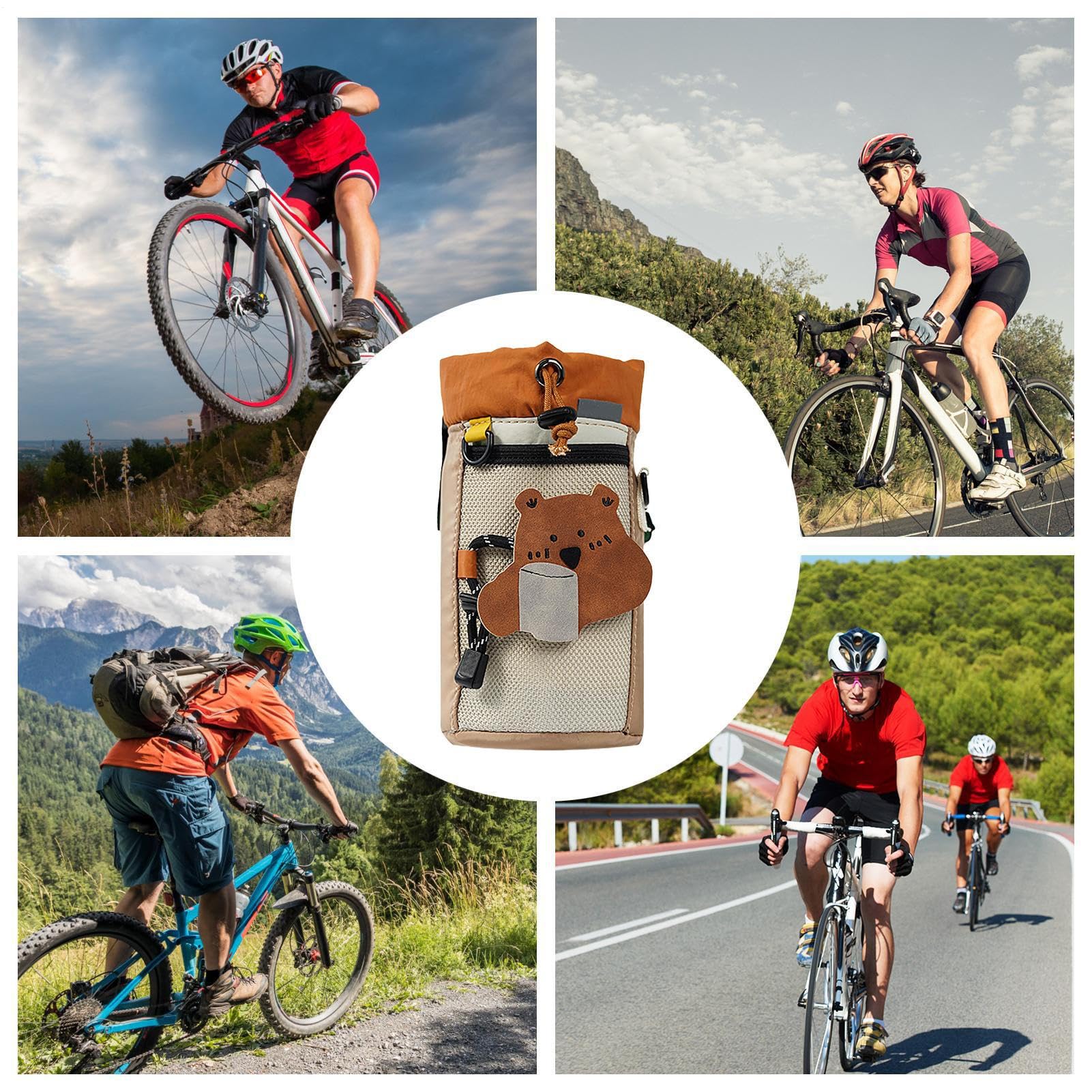 Portaborraccia da Bici Impermeabile stabile sacca da 1.3L | Portaborraccia da Moto per Ciclismo Escursionismo Campeggio Mountain Bici Gara Fitness Sport Viaggi Outdoor Scooter Sedia a