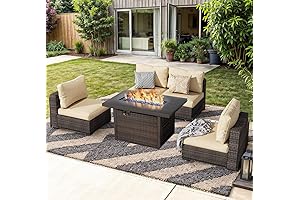 5-Piece Sectional Furniture Set with Fire Pit for Outdoor Use