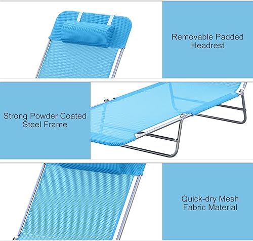 Miniatura 4 de Silla reclinable de playa Outsunny, Azul