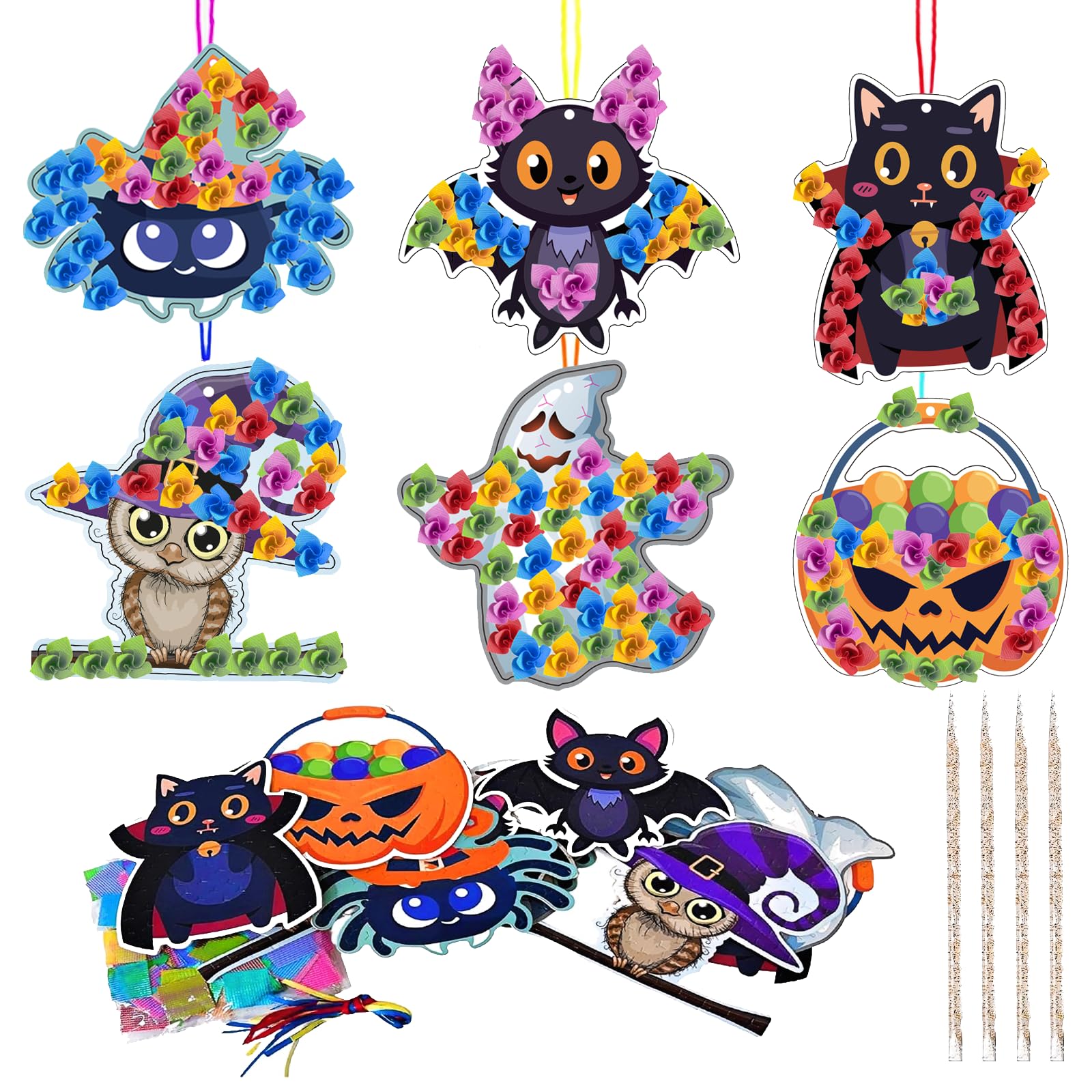 Gibocot Halloween Crafts for Kids Activities 12pcs DIY Fabric Poke Art Kit