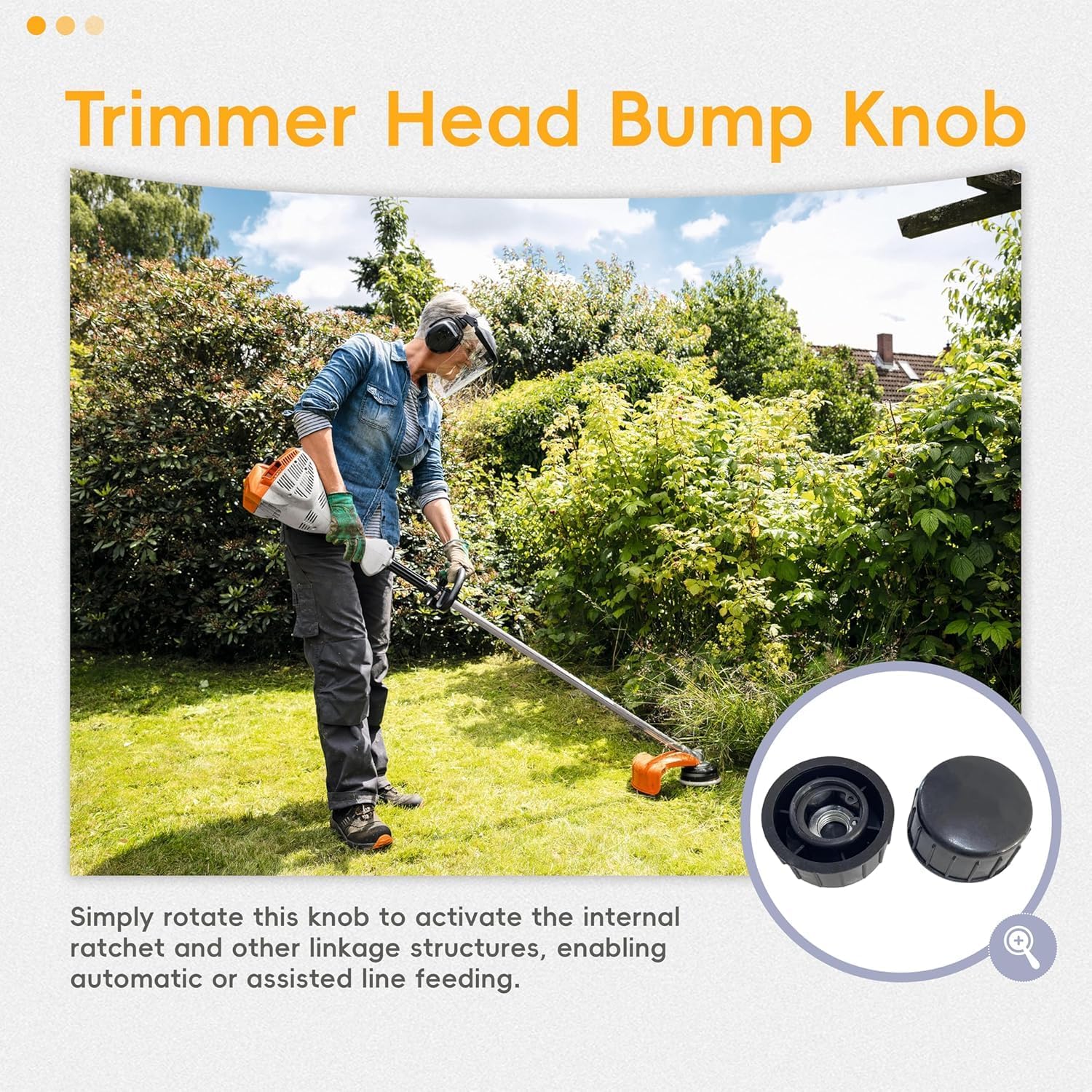 Replacement Trimmer Head Bump Knob 385-825, 4006-710-4000 Fits Stihl FSE60, FS38, FS40, FS45, FS46, FS50 & AutoCut 5-2 Trimmer Heads (Set of 2)