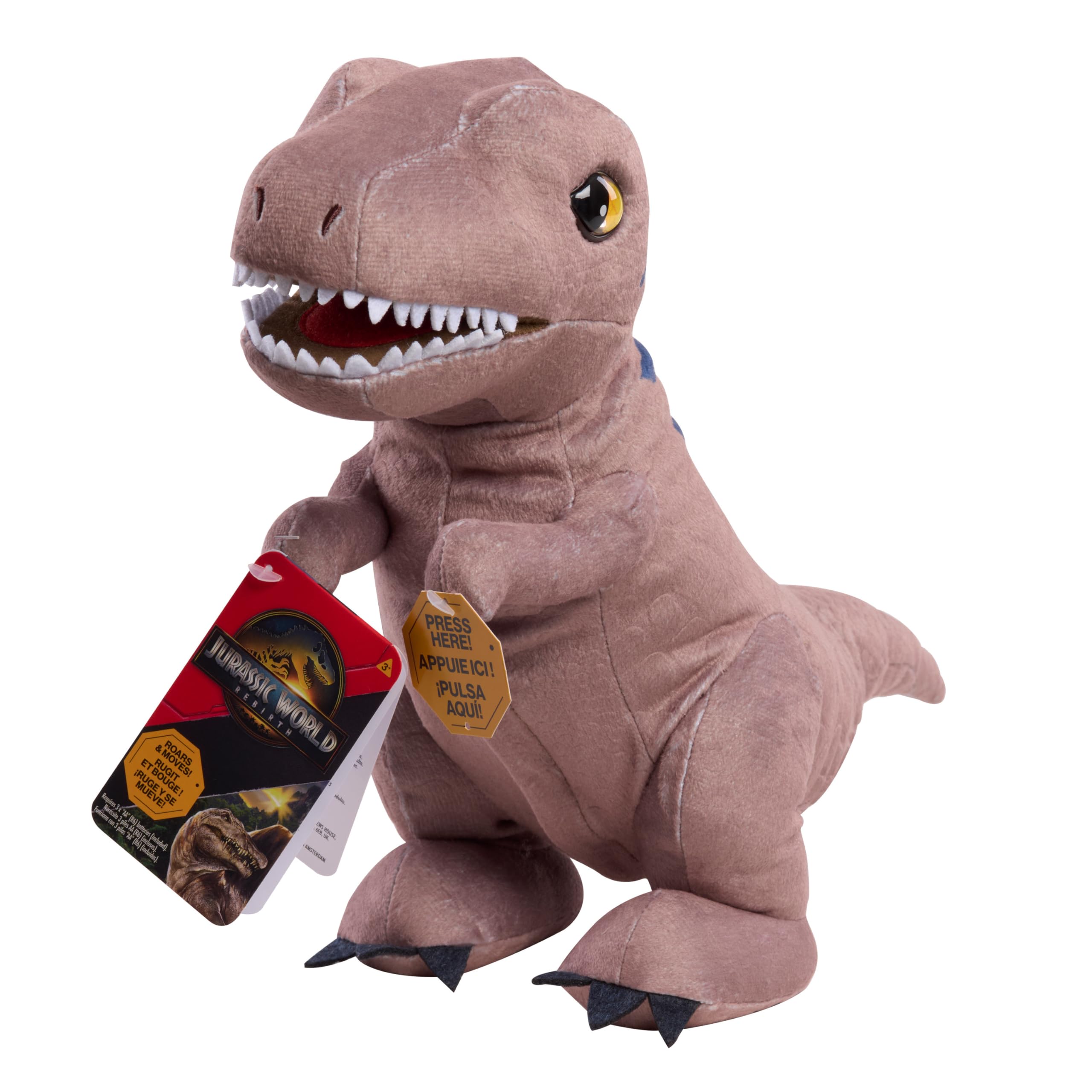 JURASSIC WORLD Roarin T-REX Plush, Kids Toys for Ages 3 Up by Just Play