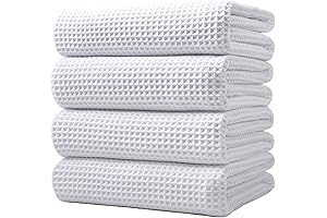 POLYTE Oversize Microfiber White Waffle Bath Towels