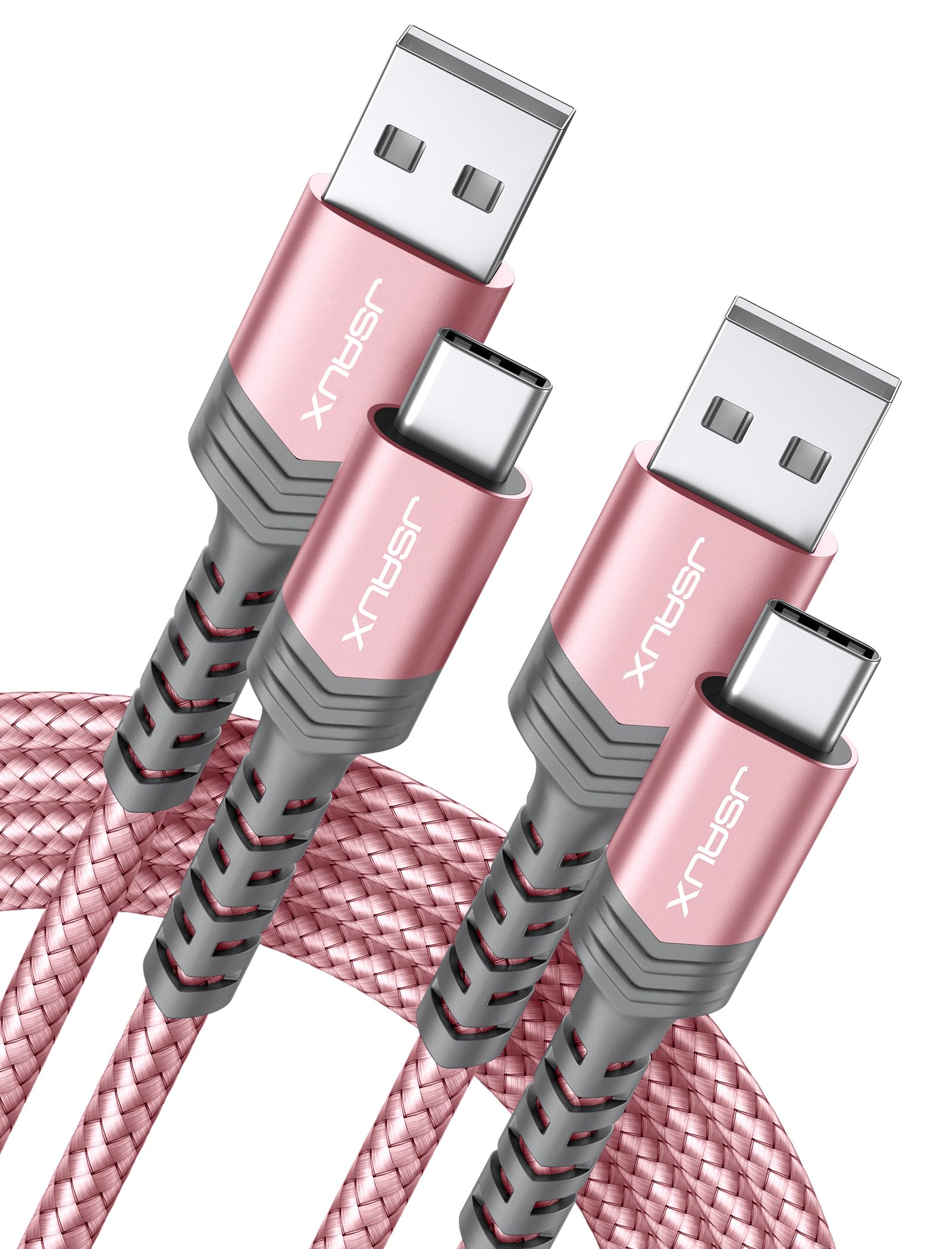 JSAUX USB C Cable (2m 2-Pack) 3.1A Fast Charging, Type C Charger Cable Compatible with iPhone 17 Air 16 15 Pro Max, Samsung Galaxy S24 S23 S22 S21 Note 10 9 8, A14 A15 A25 A35 A53 A55, CarPlay -Red — view 12