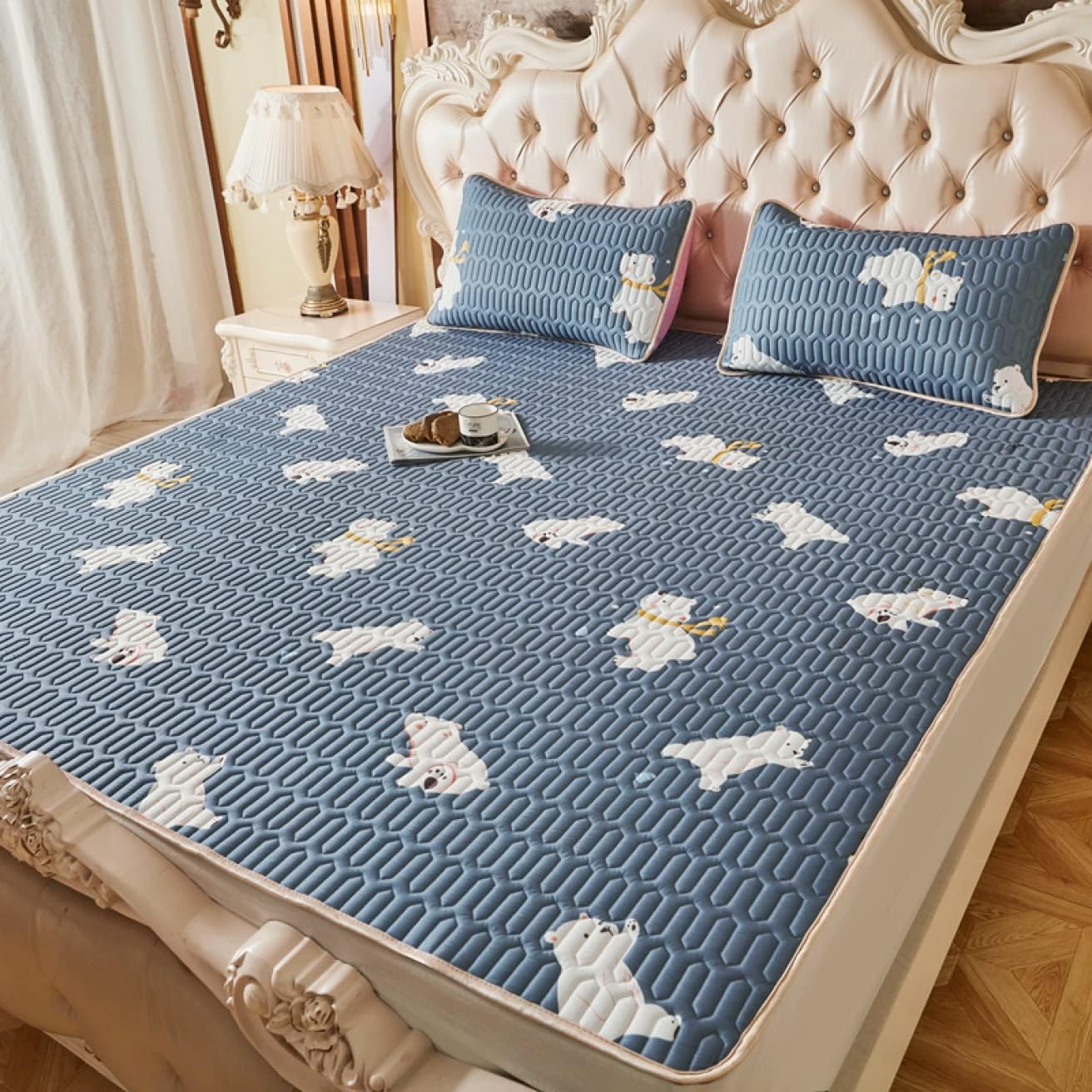 Single Bed Pad 90 x 200 cm*S Non-Slip Double Gauze Summer Use 3-Piece Set Sweat Absorbent Washable Mattress Elastic Bands at All Four Corners (Style M9 90 x 200 cm*S)
