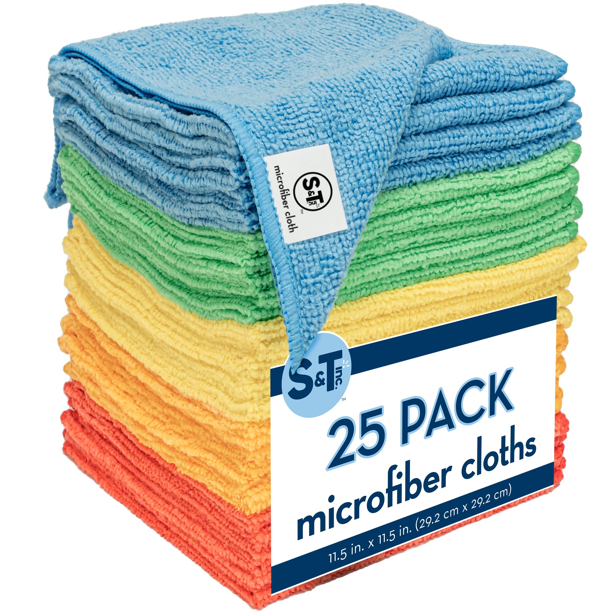 S T INC 25 Pack Microfiber Cleaning Cloth Bulk Towels for Home Reusable Microfiber Towels for Cars Cleaning