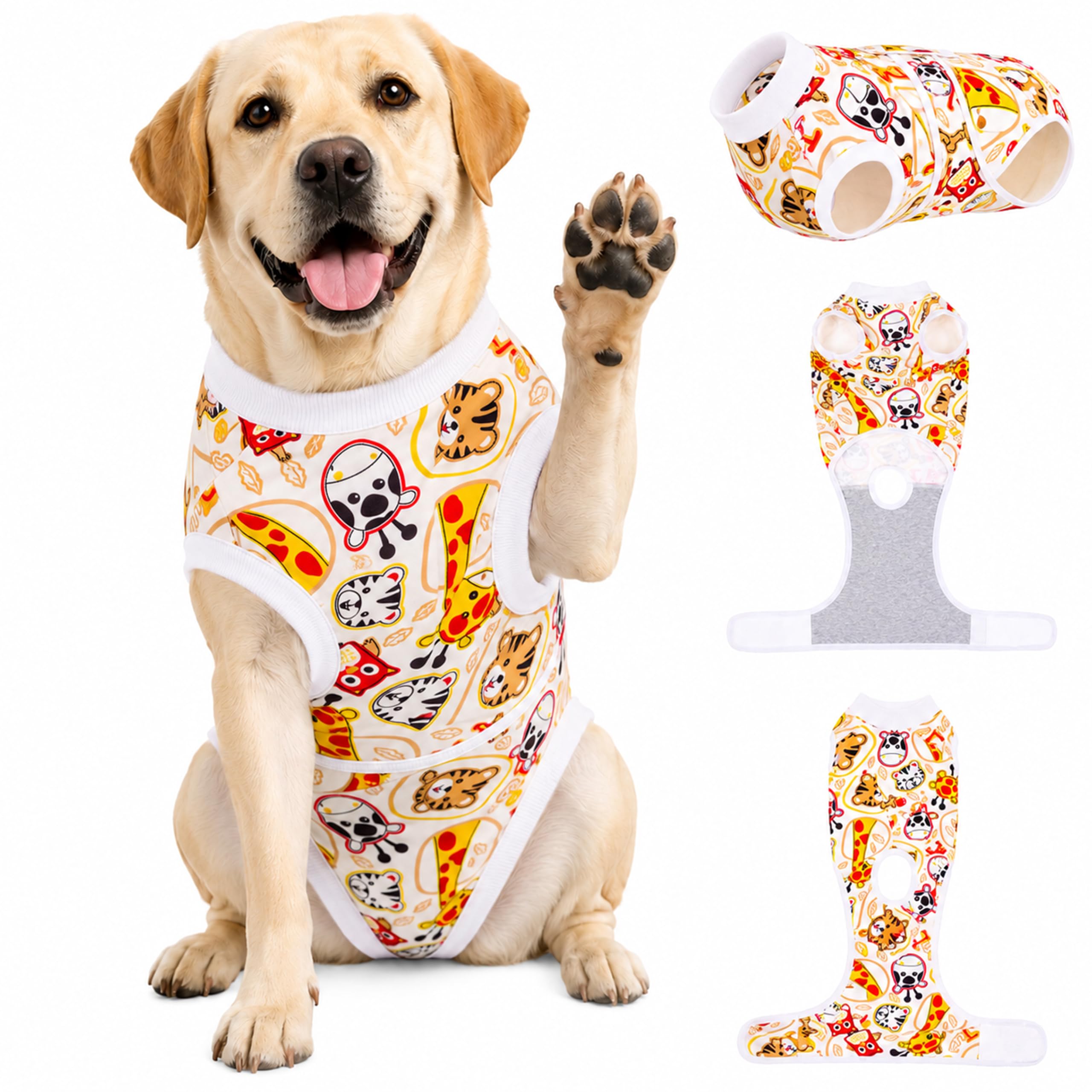 Combinaison chirurgicale pour chiens avec bandages des plaies abdominales