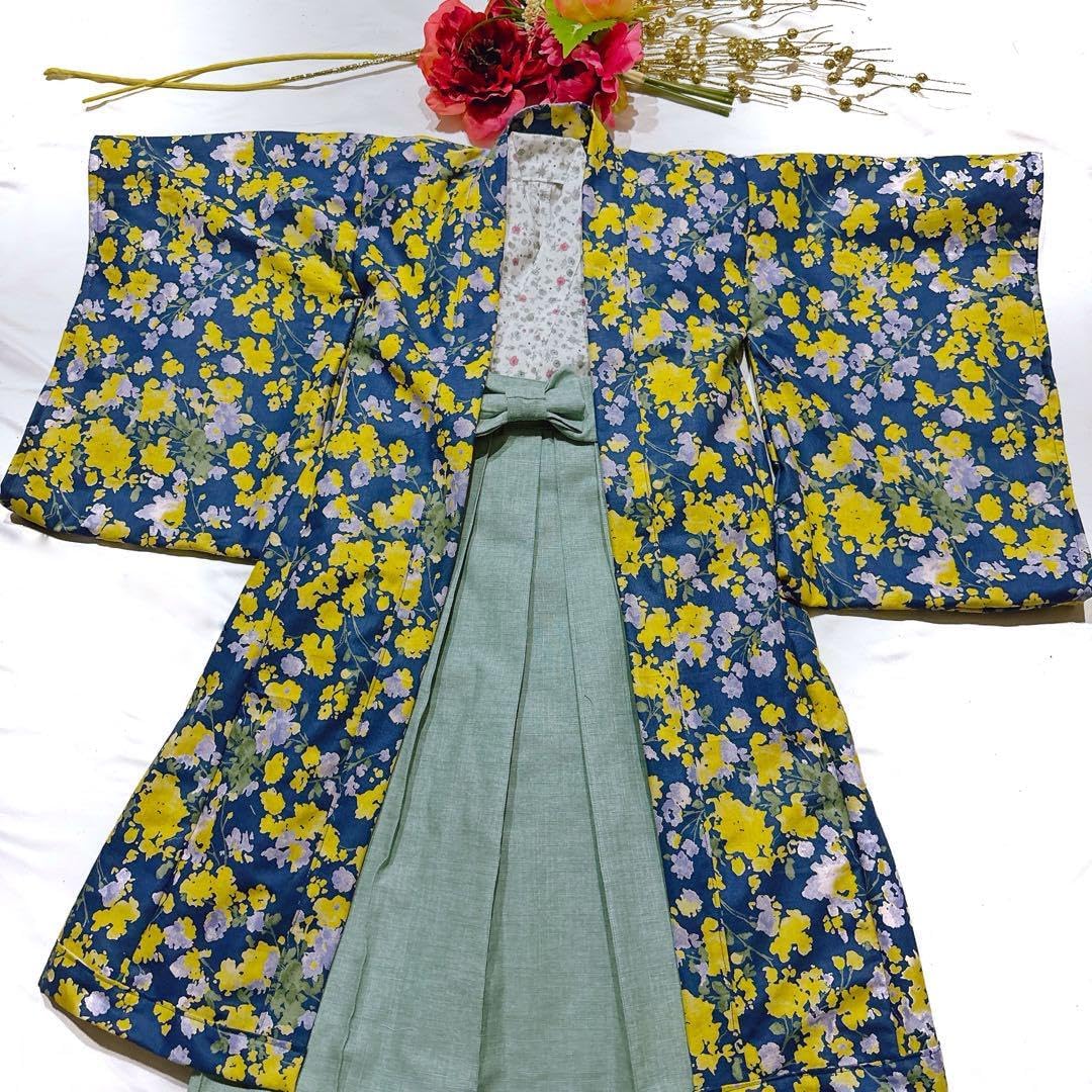 ︎3分簡単着せ付け︎ブルーグレーでオシャレな5歳七五三羽織り袴セット