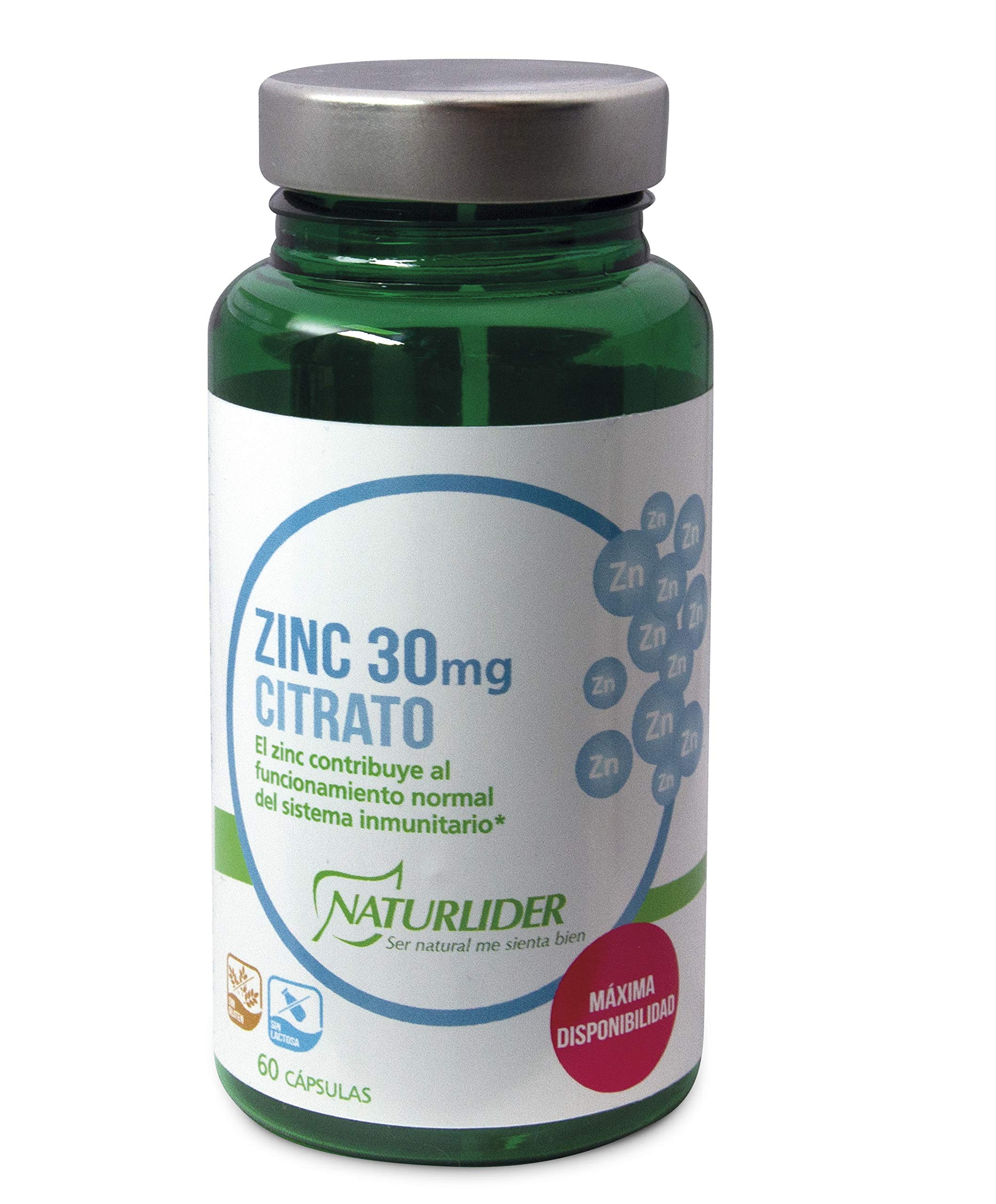 Naturlider - Zinc Citrato, Ayuda al Sistema Inmune a Prevenir Enfermedades - 60 Cápsulas