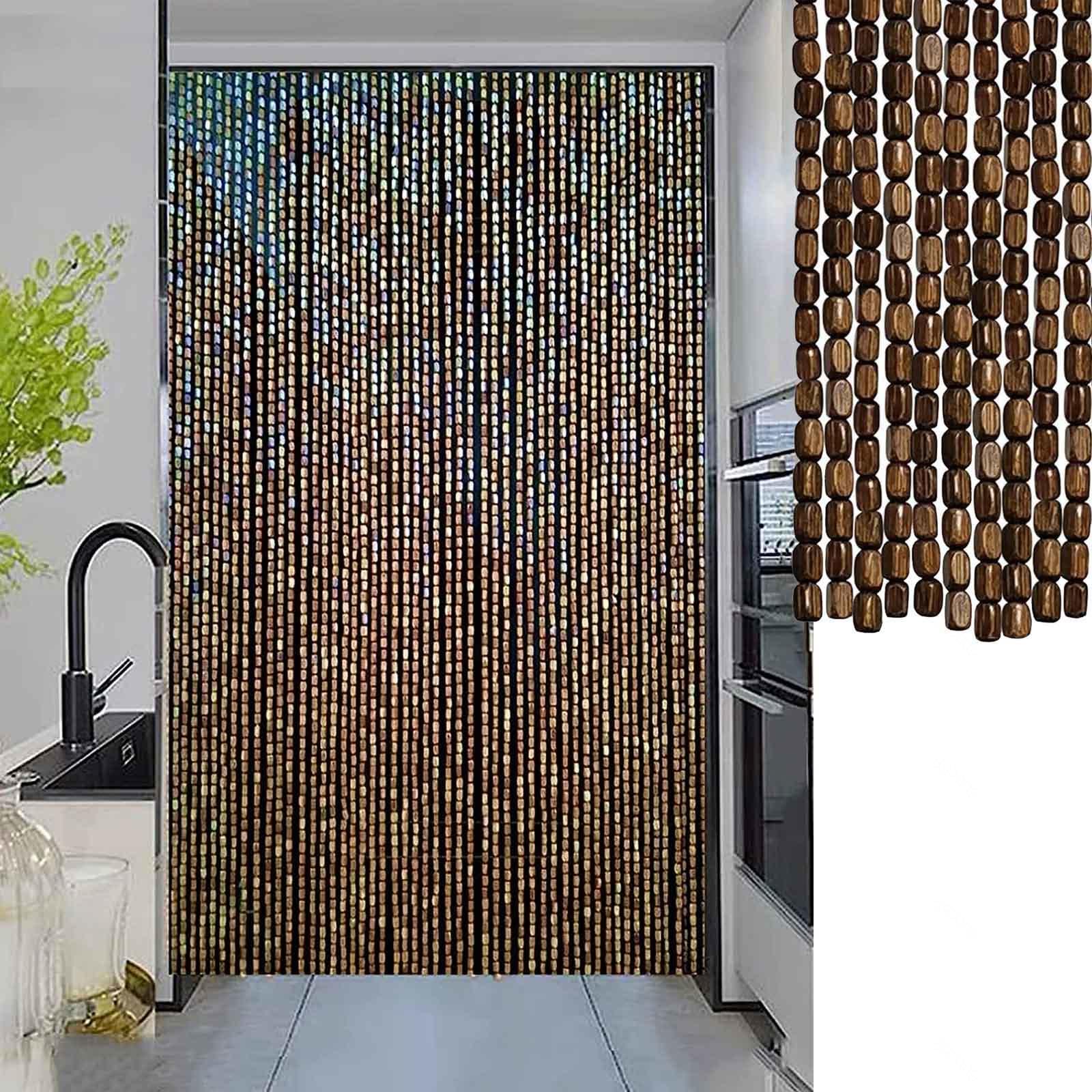 Rideaux de perles en bois de bambou naturel pour séparer vos pièces