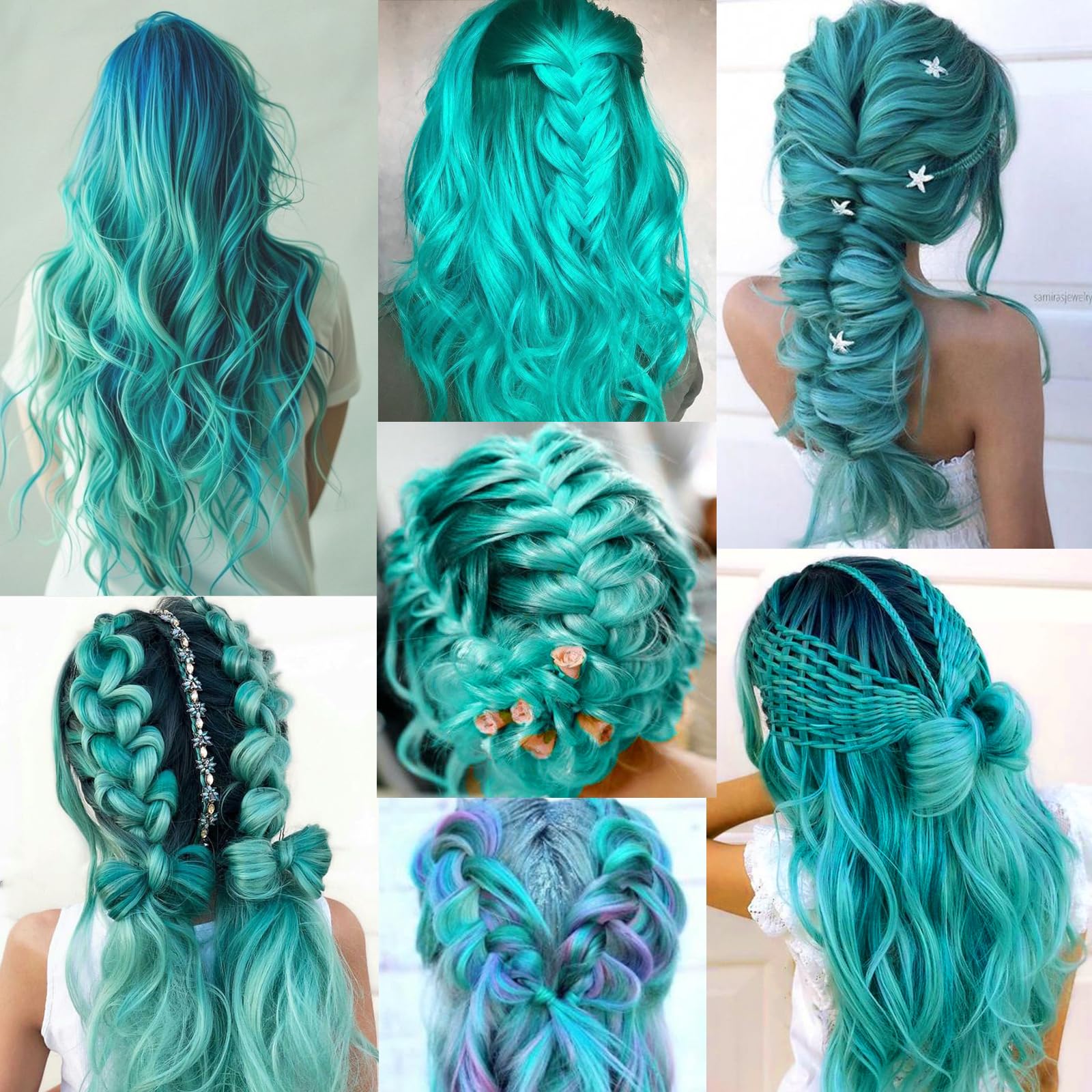 ?TEAL BLUE 22” 7 PC FULL HEAD CLIP IN HIGHLIGHTS Amazon.com : 12 PCS Teal Blue Hair Extensions Clip in  main image 4
