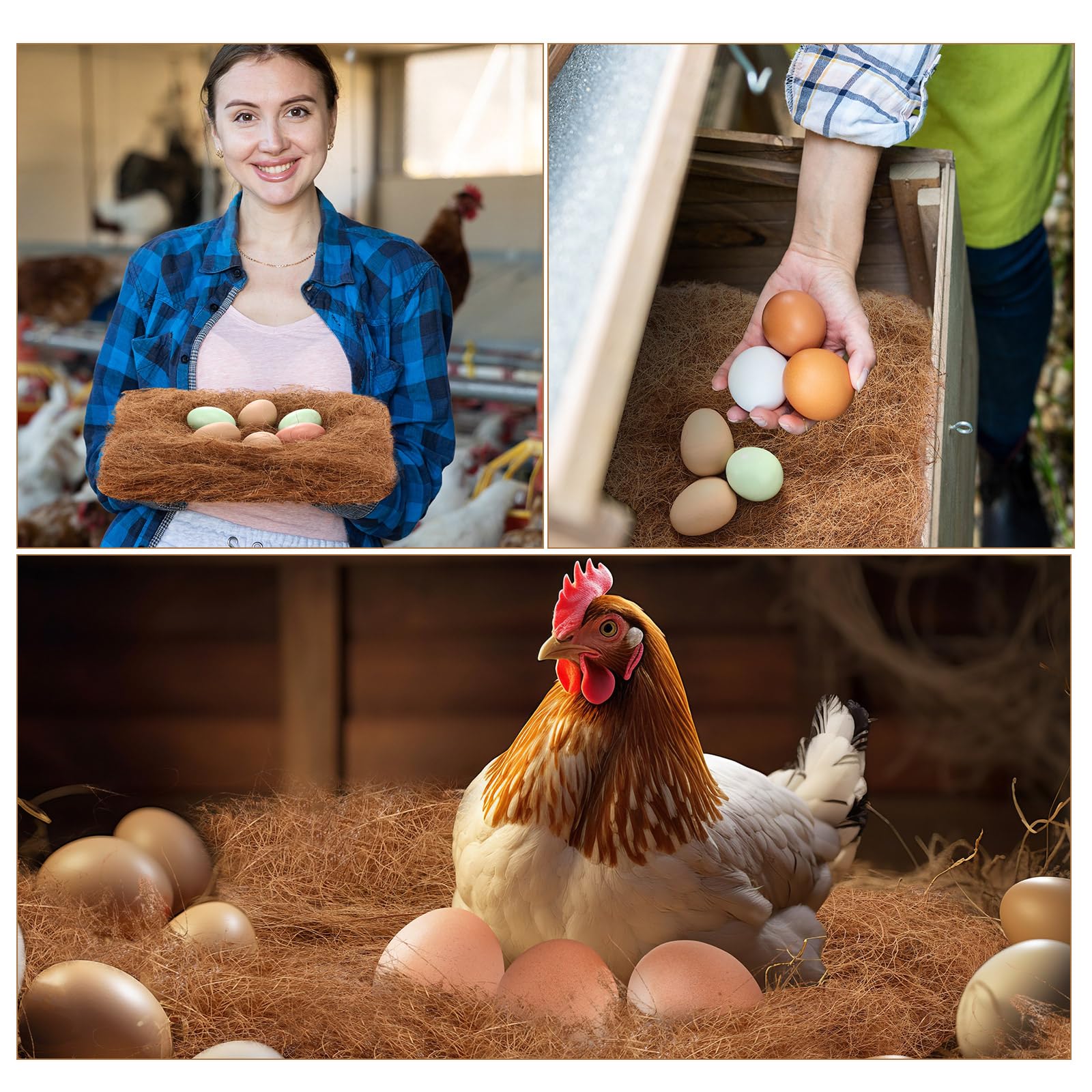 Yerliker Paquete de 12 almohadillas naturales para anidar pollos, para gallinas, para gallineros, para la mayoría de cajas de anidación