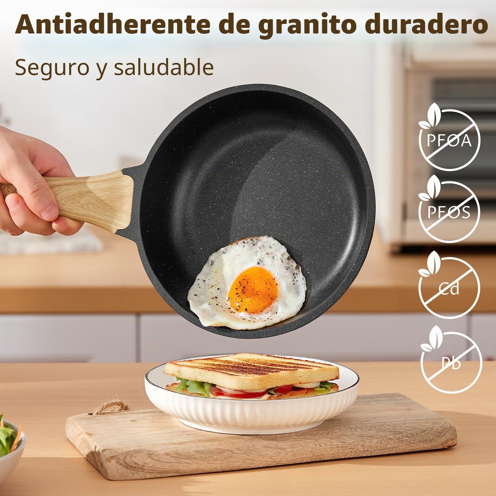 BLAZANT Juego de sartenes de inducción de 10 piezas, juego de ollas y sartenes antiadherentes, juegos de utensilios de cocina con tapas, juego de sartenes de cocina, juego de ollas para todas las