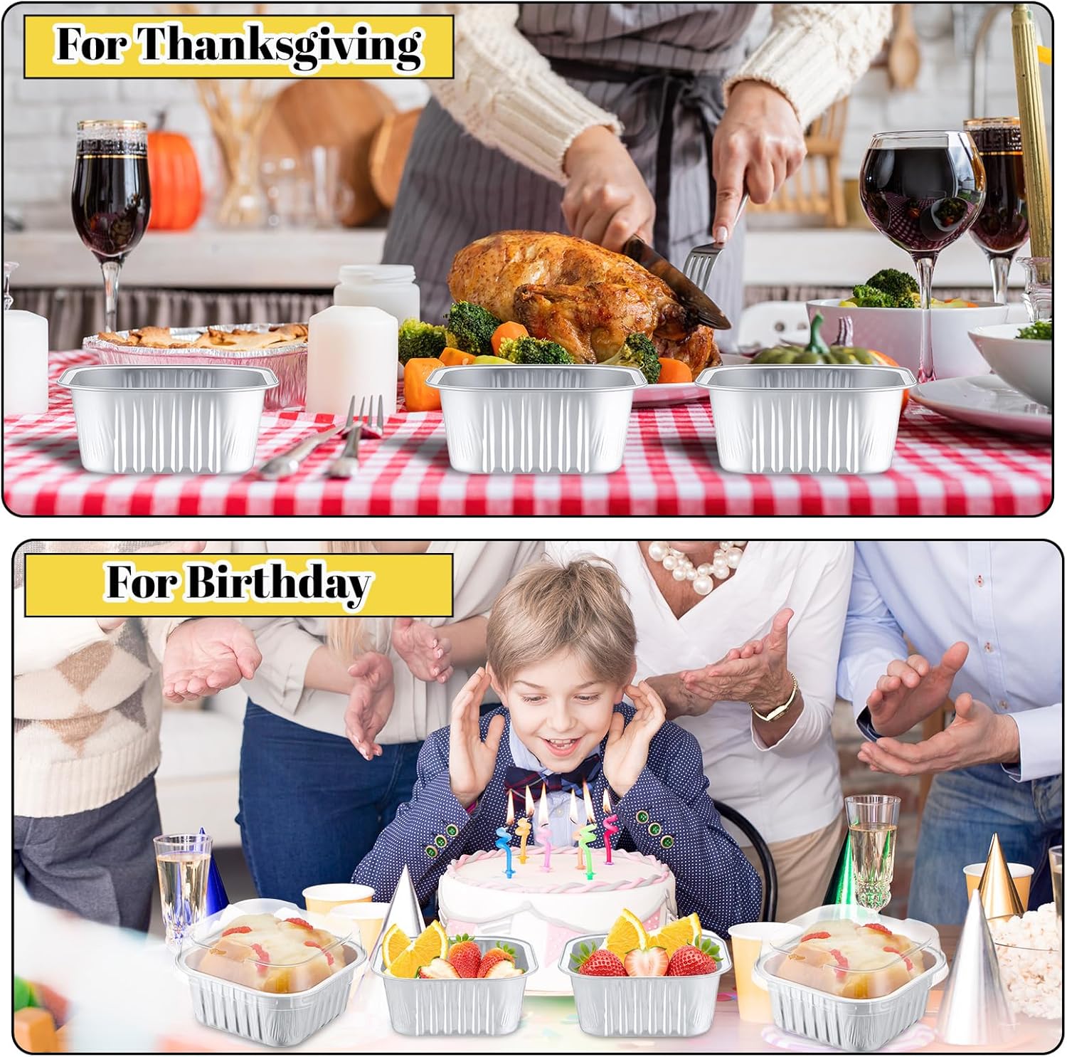 200 Pack 5 oz Mini Cake Pans with Lids, Aluminum Foil Mini Baking Tins, Square Disposable Cupcake Baking Cups Dessert Containers for Christmas Wedding Birthday Winter Party(Silver,Classic) - Image 6