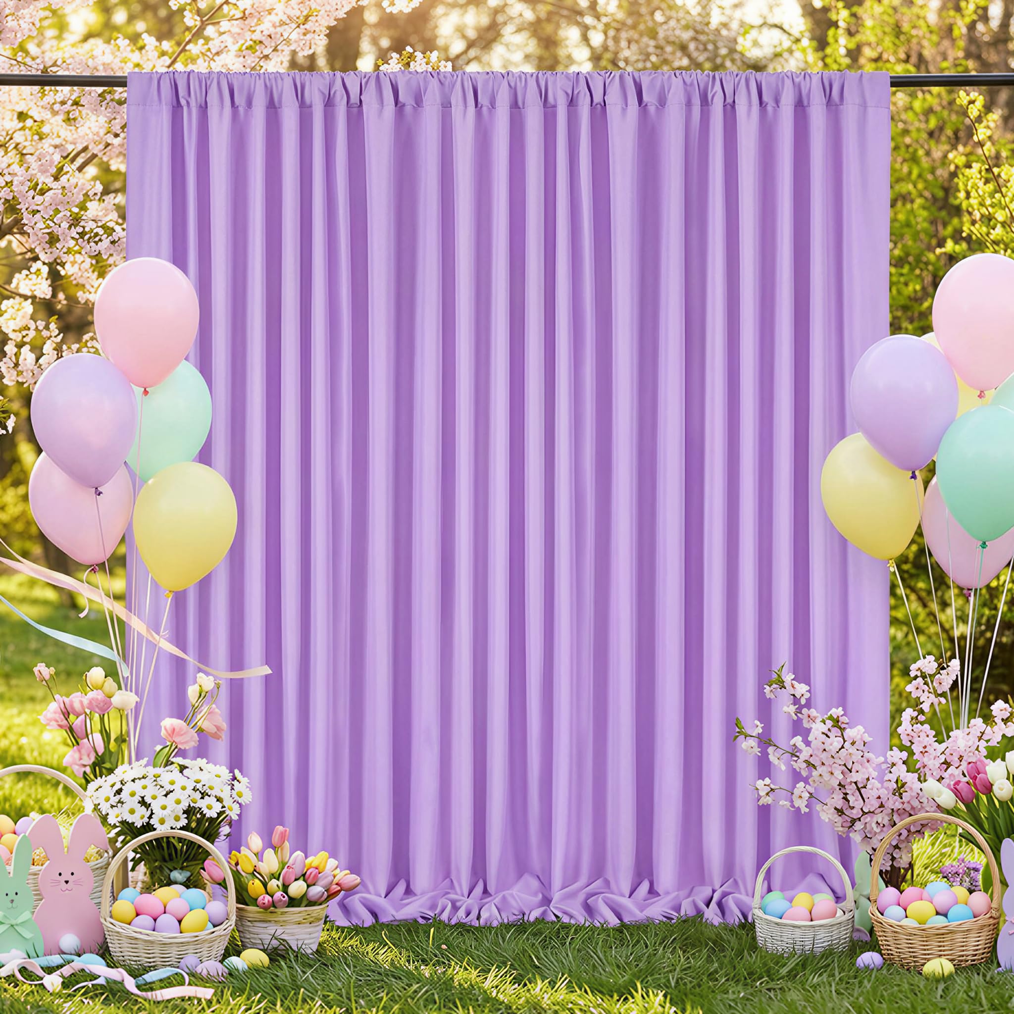 Lavender Backdrop Curtains Photo Backdrop Drapes: 2 Panels 5ft x 10ft Polyester Fabric - Baby Shower Mermaid Photography Background Decorations