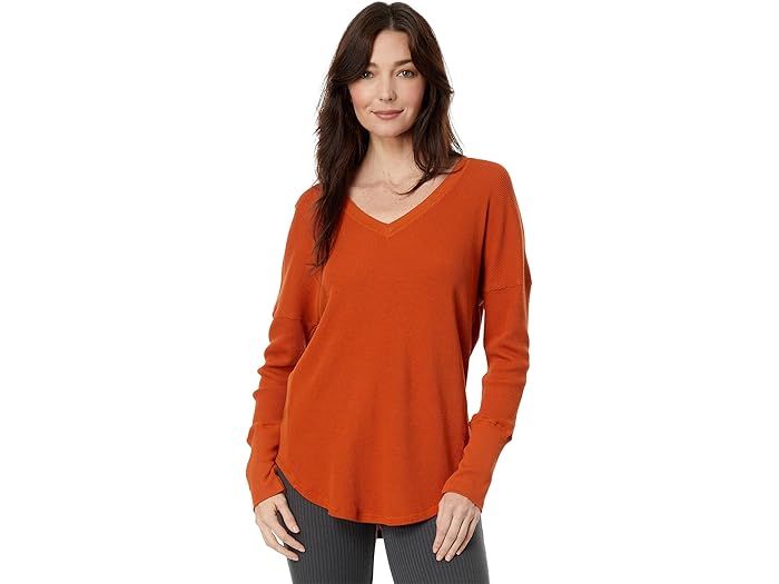 Mod-o-doc Washed Cotton Modal Thermal Long Sleeve V-Neck Tunic - Image 4