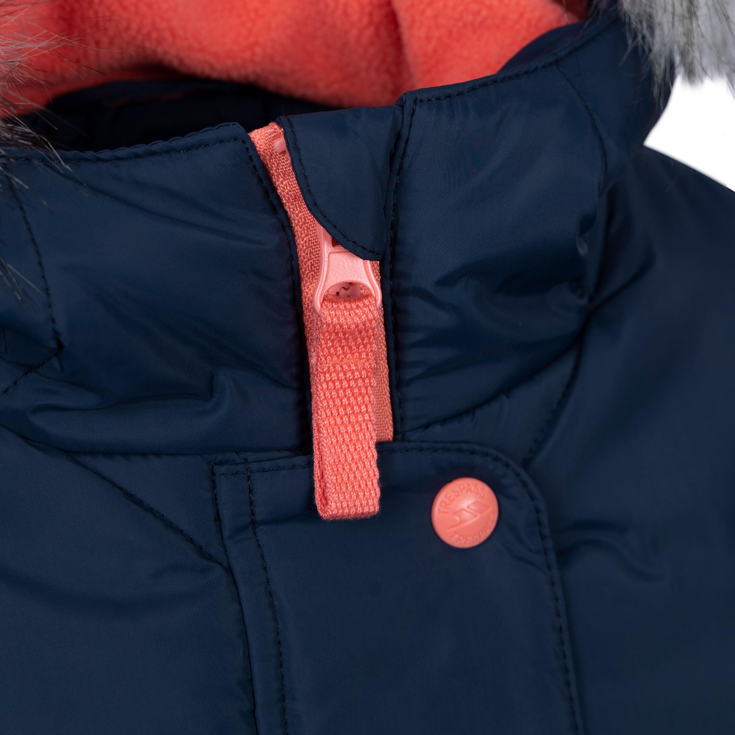 Trespass Veste décontractée Buntee pour fille – Matelassée, capuche grande, poignets en jersey, 2 poches, coque tissée, doublure 100 % polyester, rembourrage 100 % polyester