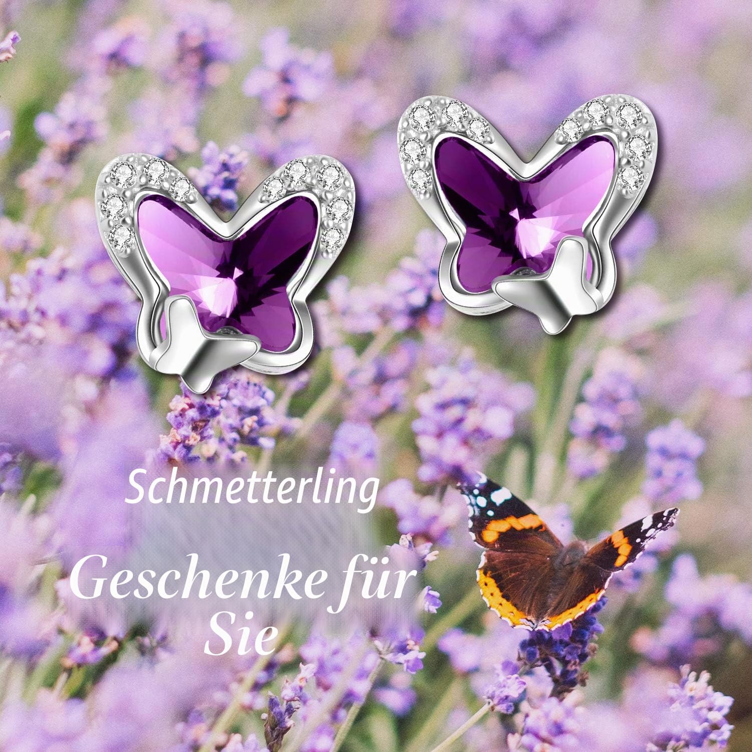 Schmetterling Ohrringe Kinder Sterling Silber 925 Mädchen Ohrstecker, Geburtstagsgeschenke für Frauen Tochter